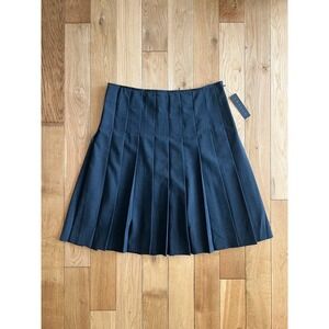 NEW Theory Wool Blend Pleated High Rise Charcoal Gray Skirt Womens Size 8